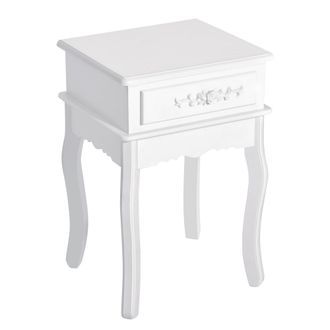 OEM Mesita De Noche Con 1 Caj&oacute;n Mesa Auxiliar De Madera Para Dormitorio Sal&oacute;n Estilo Moderno 40x35x60 Cm Blanco