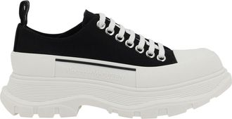 Alexander McQueen Womens Sneakers Tread Slick Black-White Upper Cotton Trainers Black/white