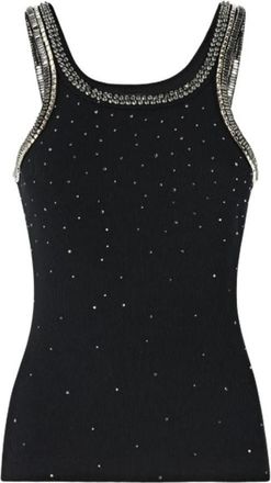 Pinko Coriandoli Tank Top - Dames - Tops zonder mouwen - Zwart - S - Katoen - Tops