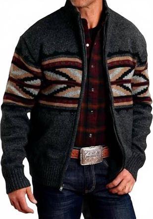 Stetson Mens Wool Arrow Western Sweater In Grey