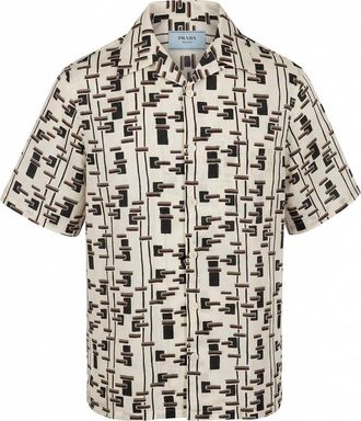 Prada Striped Cotton And Silk Bowling Shirt