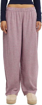 Cotton On Womens Flannel Barrel Leg Pant in Charlotte Check Steely Blue at Nordstrom, Size X-Small