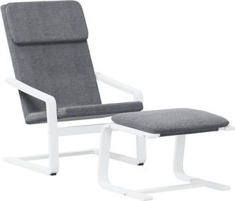 vidaXL Sill&oacute;n De Relax Con Taburete Tela Gris Oscuro Vidaxl