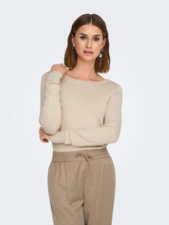 Only Strickpullover »ONLVENICE - Strickpullover mit Perlendetail und Rundhals« regular fit, modisch, Viskosemischung, Strick, Rundhals