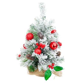 Trade Shop Trade Shop - Albero Di Natale Effetto Innevato Dim. 60 Cm Con Decori Rossi Pigne Neve