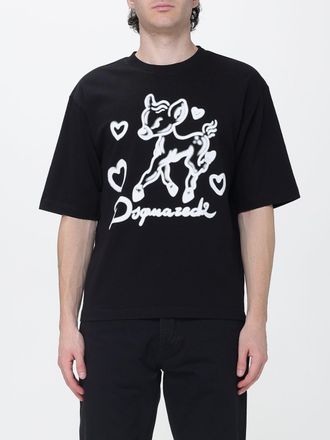 Dsquared2 T-shirt in cotone a maniche corte con stampa grafica a contrasto