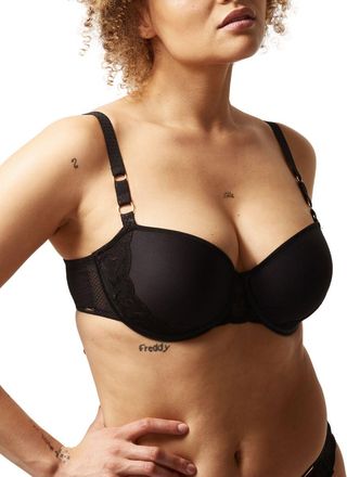 Chantelle Womens Fleurs Half Cup Memory Bra - Black Nylon - Size 38DD