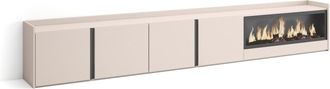 Skraut Home Skraut Home - Mueble Tv, Televisi&oacute;n, Muebles De Sal&oacute;n, Almacenaje, 315x35x50cm, Para Tv Hasta 80, Chimenea El&eacute;ctrica Xxl, Estilo Moderno, Beige