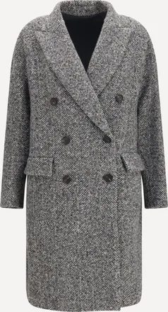 Brunello Cucinelli Double-breasted wool and alpaca blend Coat with sequins Female 42
