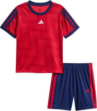 adidas Kids Soccer Top & 3-Stripes Shorts Set in Pure Ruby at Nordstrom, Size 4T