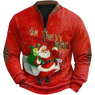 Generic Mens Christmas Jumper, Comfortable Christmas Sweatshirt, Xmas Novelty Pullover Top, Funny Snowflakes Sweater Xmas Elements Print Long Sleeve Sweatshir