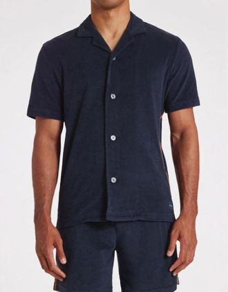 Paul Smith Mens Paul Smith Towel Stripe Short Sleeve Shirt, Blue - Navy - Size: 42/Regular