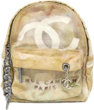 Chanel Beige Multi-Color Canvas Backpack (Pre-Owned)