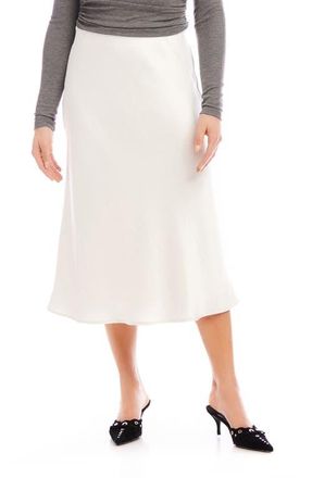 Fifteen Twenty Mia Bias Cut Satin Midi Skirt in Cream at Nordstrom, Size Small