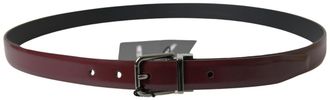 Dolce & Gabbana Bordeaux Leather Silver Metal Buckle Mens Belt