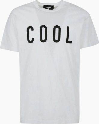 Dsquared2 Mens Dsquared2 Cool Print Logo White T-Shirt - Size: 38