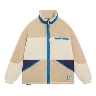Li-Ning BadFive Graphic Color Block Polar Fleece Jacket Khaki Blue AFDSA71-1