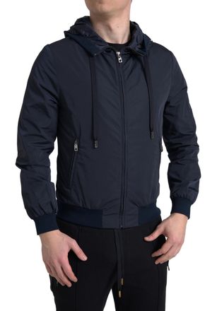 Dolce & Gabbana Mens Hooded Bomber Jacket Model Jkt3677 - Dark Blue - Size EU 46 (Mens)