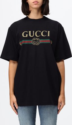 Gucci T-shirt relaxed fit in cotone e seta con logo Web