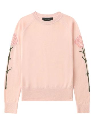 Simone Rocha floral-motif sweater - women - Cotton/Silk/Merino - L - Pink