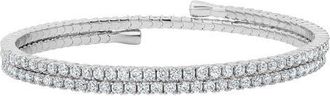 Crislu Round Cubic Zirconia Adjustable Wrap Bracelet in Pure Platinum/Clear Stone at Nordstrom, Size Medium