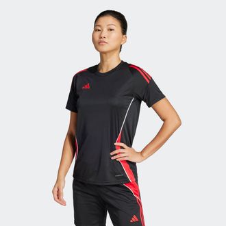 adidas Fussballtrikot ADIDAS PERFORMANCE TIRO 24 TRIKOT, Damen, Gr. XS, schwarz (schwarz, pure ruby), Obermaterial: 100% Polyester, Rundhals, Trikots Fussbal