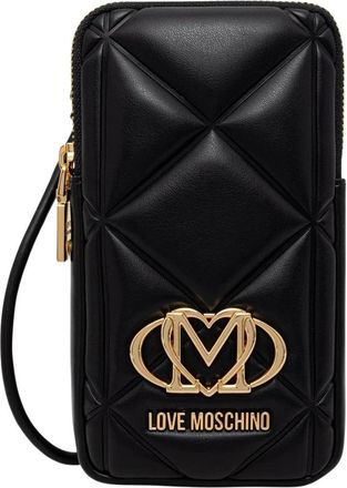 Love Moschino Quilted Logo Telefoontas - Dames - Telefoonaccessoires - Zwart - ONE Size - Leer - Accessoires