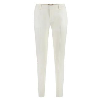 Saint Laurent Slim-fit Trousers, female, White, Size: M Front Pleated Slim-fit Trousers