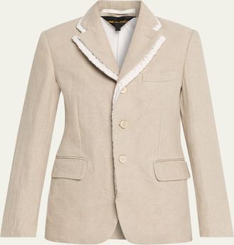 Comme Des Gar&ccedil;ons Linen-Blend Crochet-Trim Blazer