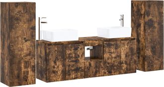 vidaXL Juego De Muebles De Ba&ntilde;o 5 Uds. Roble Ahumado Vidaxl