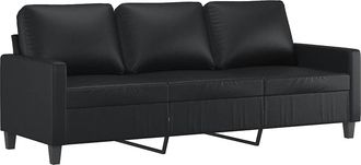 vidaXL Sof&aacute; De 3 Plazas De Cuero Sint&eacute;tico Negro 180 Cm Vidaxl