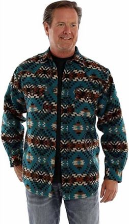 Scully Mens Aztec Button Wool Blend Jacket In Turquiose