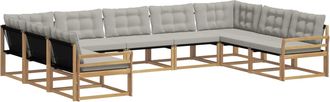 vidaXL Conjunto De Sof&aacute;s De Exterior 9 Uds. Blanco Y Gris Claro Vidaxl