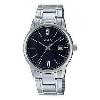 Casio Mens DRESS Black Mens Silver Analog MTP-V002D-1B3
