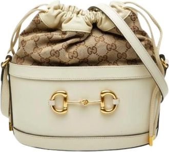 Gucci Pre-owned Vintage Bucket Bag - Dames - Vintage Tas - Beige - ONE Size - Leer - Vintage