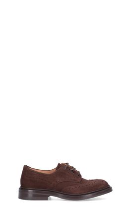 Trickers Brogue-Style Suede Flat Shoes With Wingtip Accents