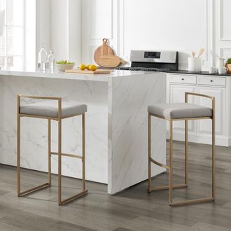 Crosley Furniture Harlowe 2Pc Bar Stool Set Gray/ Gold - 2 Stools