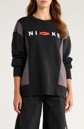 Nike Phoenix Fleece Oversize Crewneck Sweatshirt in Black/Thunder Grey at Nordstrom Rack, Size Small