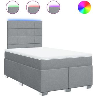 vidaXL Cama Box Spring Con Colch&oacute;n Tela Gris Claro 120x200 Cm Vidaxl
