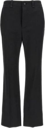 Saint Laurent Wide Trousers, female, Black, Size: 2XL Cotton Casual Pants with Minimalist Design