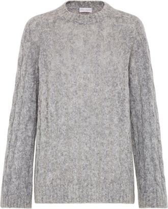 Brunello Cucinelli cable-knit jumper - women - Wool/Mohair - L - Grey