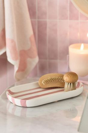 Anthropologie Striped Ceramic Bath Tray
