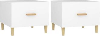 vidaXL Mesas de centro 2 uds madera de ingeniería blanco 50x50x40 cm vidaXL