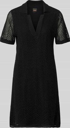 Boss Orange by Hugo Boss BOSS Orange Leicht ausgestelltes H&auml;kelkleid aus Baumwoll-Mix Modell C_ELOA in Black, Gr&ouml;&szlig;e XL