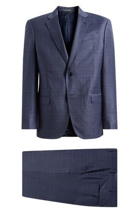 Emporio Armani Blue Check Virgin Wool Suit at Nordstrom, Size 40 Us