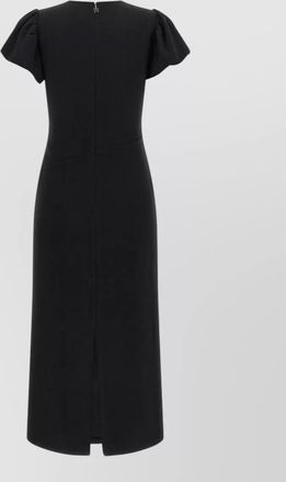 Rotate asymmetric draped puff sleeve midi dress