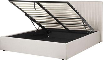 Beliani Cama Con Almacenaje De Tela Beige 160 X 200 Cm Cabecero Capiton&eacute; Vion