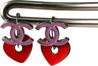 Chanel pink Color Metal Drop Earrings (Pre-Owned)