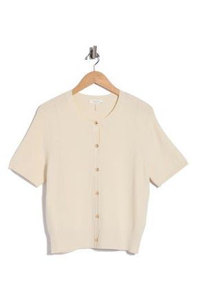 Rag & Bone Plaza Short Sleeve Crop Cardigan in Ivory at Nordstrom Rack, Size X-Large
