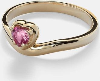 Stone and Strand Sweetheart Bonbon Merge 10kt gold ring with tourmaline